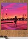 Sunset Themed Printed MDF Wall Art Pink/Purple/Black 30x30cm