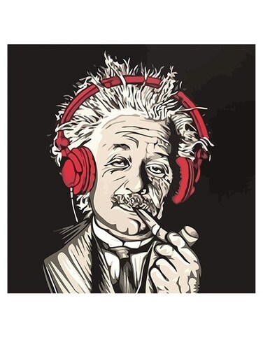 Einstein Themed Decorative Wall Art Beige/Red/Black 30x30cm