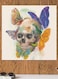 Skull Themed Wall Art Grey/Purple/Orange 30x30cm