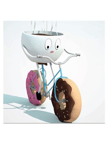 Coffee And Donuts Themed Wall Art White/Beige/Pink 30x30cm