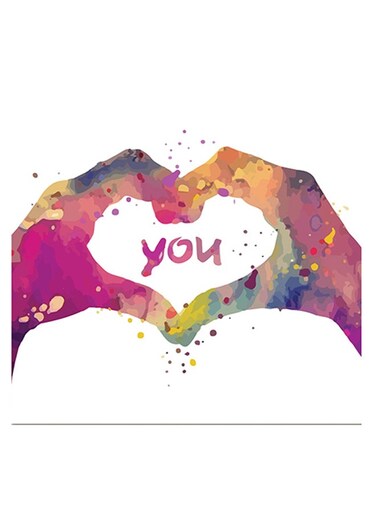 Love&rsquo;s Heart Themed Wall Art White/Pink/Green 30x30cm