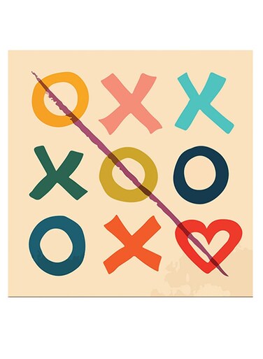 XO Game Themed Printed MDF Wall Art Beige/Blue/Red 30x30cm