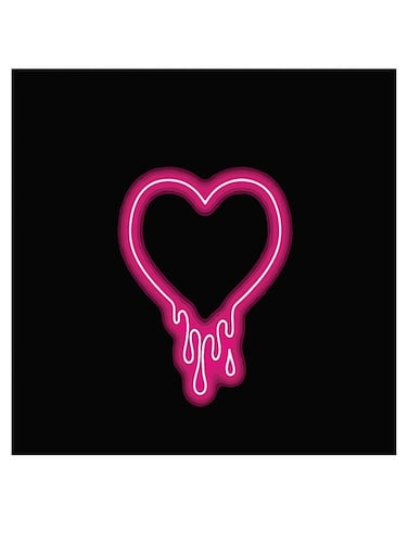 Love Heart Themed Wall Art Black/Pink/White 30x30cm