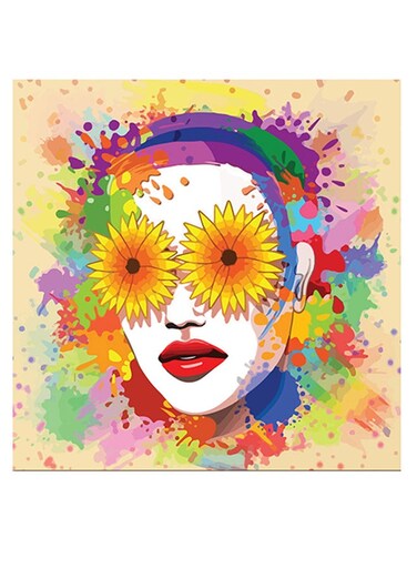 Woman Themed Wall Art Yellow/Pink/Red 30x30cm