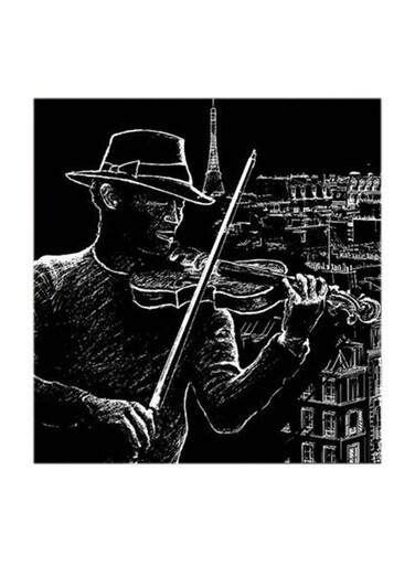Violin Player at Night MDF Wall Art Multicolour 30x30centimeter