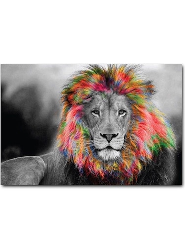 Lion Printed Wall Art Multicolour 40x60cm