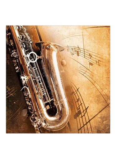 Saxophone MDF Wall Art Gold/Brown