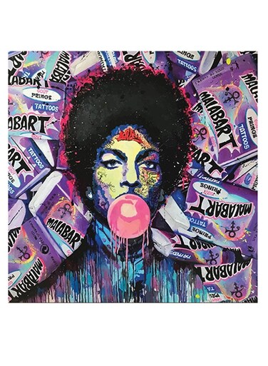 Pop Art Themed Wall Art Purple/Yellow/Black 30x30cm