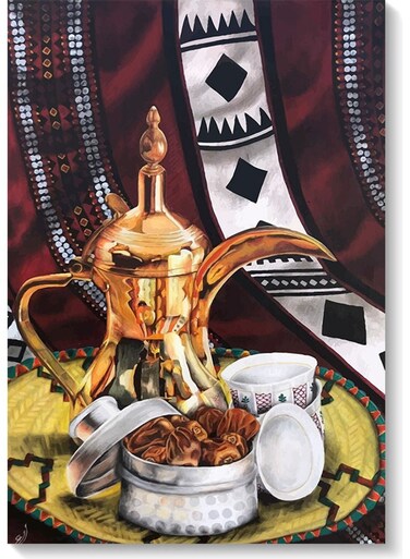 Coffee And Dates Wall Art Multicolour 40x60cm