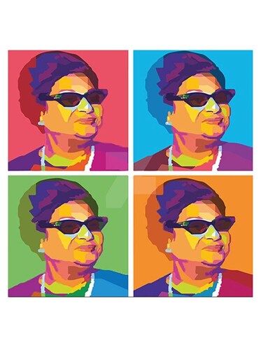Umm Kulthum Themed Wall Art Red/Blue/Brown 30x30cm