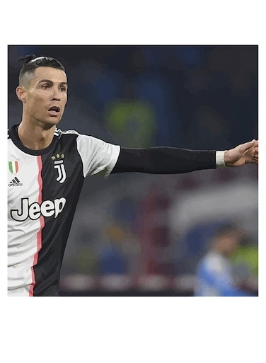 Ronaldo Themed Decorative Wall Art White/Black/Beige 30x30cm