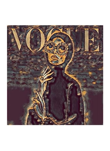 Vogue Fashion And Lifestyle MDF Wall Art Painting Black/Grey/Gold 30x0.5x30cm