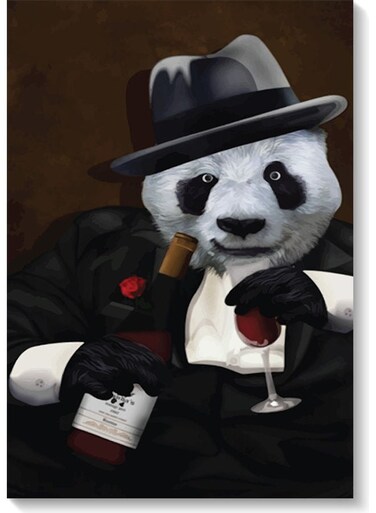 Panda Wall Art Multicolour 40x60cm