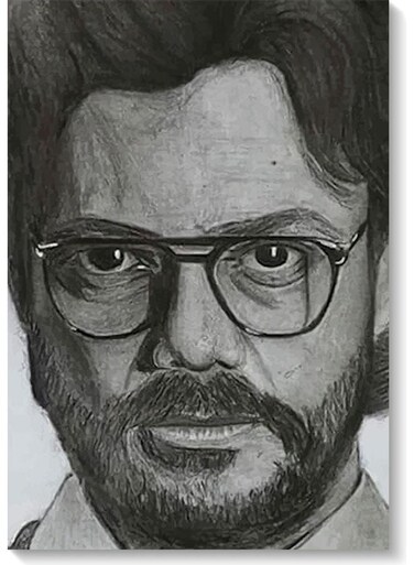 The Professor La Casa De Papel Themed Wall Art Painting Grey/White 40x60cm