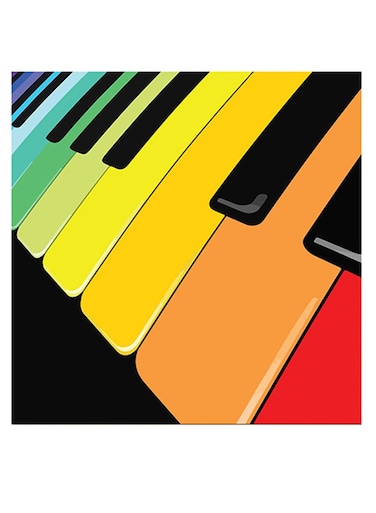 Piano Themed Wall Art Yellow/Orange/Black 30x30cm