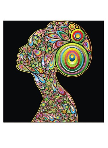 Printed MDF Wall Art Black/Green/Blue 30x30cm