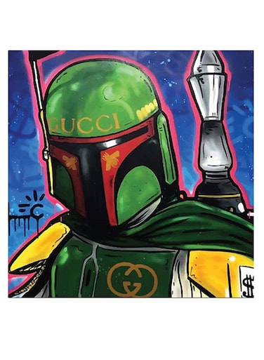 Boba Feet Star Wars Themed Wall Art Green/Blue/Red 30x30cm