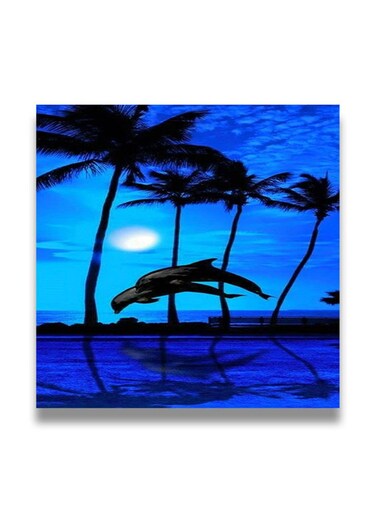 Decorative MDF Wall Art Painting Blue/Black/White 30 x 30cm