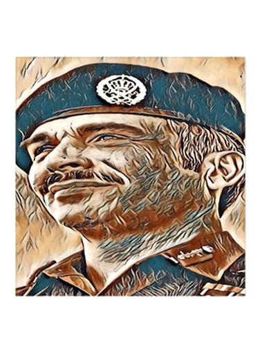 King Hussein Of Jordan MDF Wall Art Multicolour 30x30cm