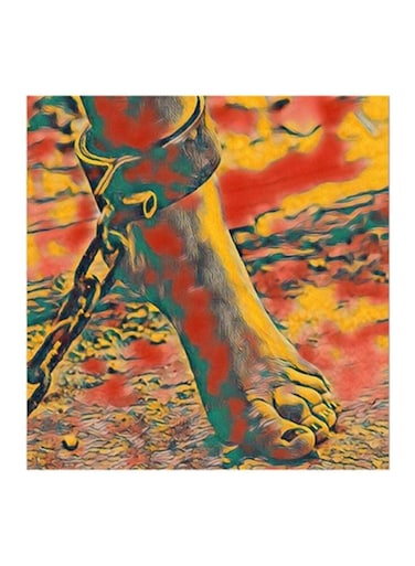 Jail Women MDF Wall Art Painting Red/Yellow/Black 30x30cm