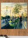 Rainy Day In Paris Themed Printed MDF Wall Art Green/White/Blue 30x30cm