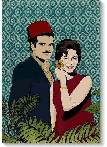 Omar Al-Sharif And Fatin Hamama Wall Art Multicolour 40x60cm