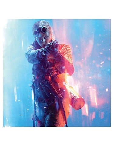 Battlefield Themed Printed MDF Wall Art Blue/Orange/Yellow 30x30cm