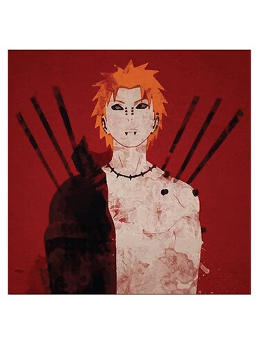 Naruto Anime Printed Wall Art Red/Black/Pink 30x30cm
