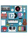 Old Time Icons Themed Wall Art Blue/Brown/White 30x30cm