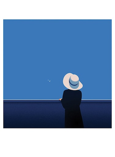 Woman Themed Wall Art Blue/Black/White 30x30cm