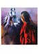 Woman And Horse Printed Wall Art Red/Purple/Black 30x30cm
