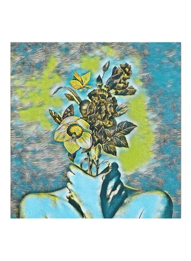 Woman Flowers Head MDF Wall Art Multicolour