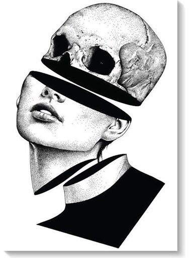 Skull Wall Art Multicolour 40x60cm