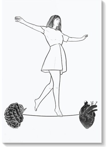Balance Heart And Brain Wall Art Multicolour 40x60cm