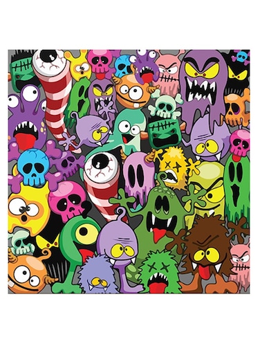 Little Monster Themed Wall Art Multicolour 30x30cm