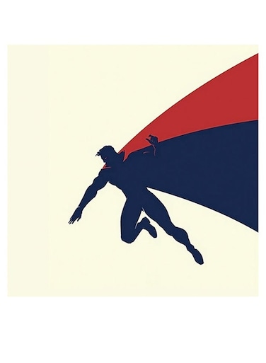 Superman Themed Printed MDF Wall Art Beige/Blue/Red 30x30cm