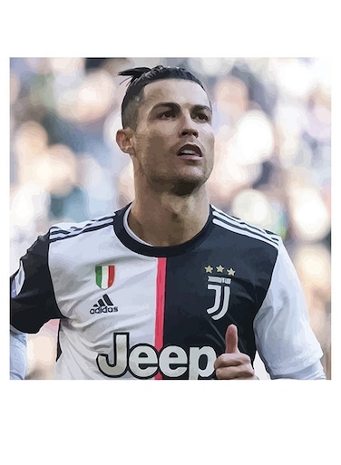 Ronaldo Themed Decorative Wall Art White/Black/Beige 30x30cm