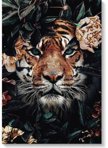 Tiger Printed Wall Art Brown/Beige/Green 40x60cm