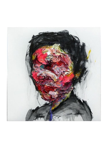 Girl Drawing Abstract MDF Wall Art Multicolour 30x30cm
