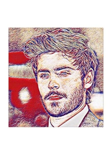 Zac Efron Printed MDF Wall Art Black/Beige/Red 30x0.5x30cm