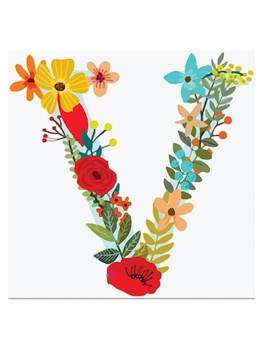 Alphabet V Themed Wall Art Red/Blue/Yellow 30x30cm