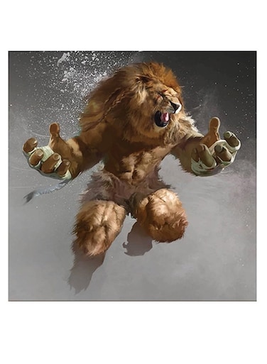 The Lion Themed Wall Art Brown/Black/Beige 30x30cm