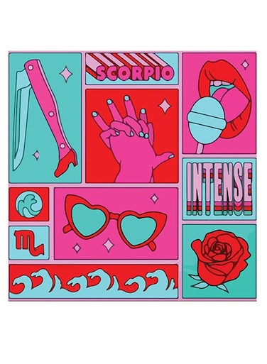 Scorpio Themed Wall Art Red/Pink/Blue 30x30cm