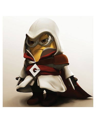 Minion Like Assassin's Creed Themed Printed MDF Wall Art White/Yellow/Red 30x30cm