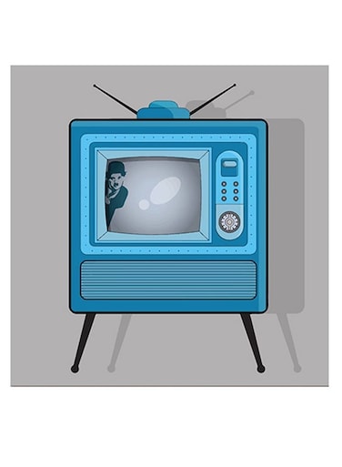 Television Themed Wall Art Grey/Blue/Black 30x30cm