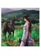 Woman And Horse Printed Wall Art Green/Brown/Blue 30x30cm