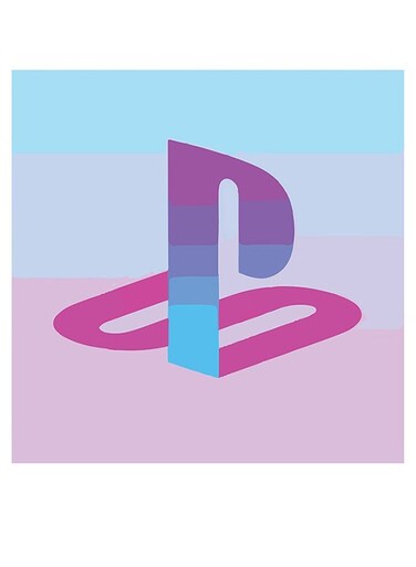 PlayStation Themed Wall Art Purple/Pink/Blue 30x30cm