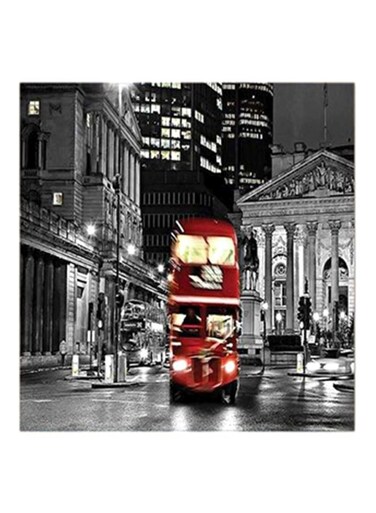London City Red Bus MDF Wall Art Black/Grey/Red 30x0.5x30cm