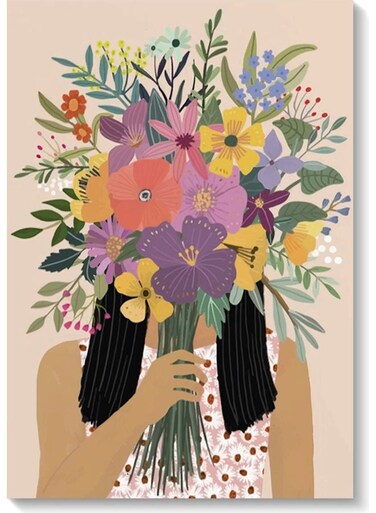 Flowers Girl Printed Wall Art Multicolour 40x60cm