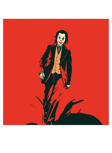 Joker Themed Wall Art Red/Black/Orange 30x30cm